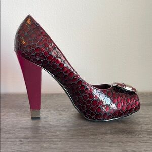 BCBGirls Red High Heel Peep-Toe Pumps